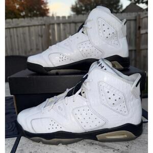 Nike Jordan 6 Retro White/Black-Alligator  Size 7Y 384666 110 With Box